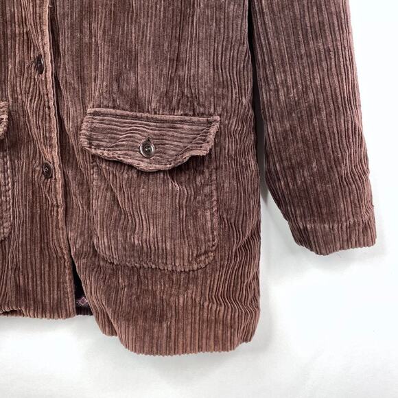 Petite Sophisticate Brown Corduroy Fleece Lined Jacket MD - Picture 9 of 11